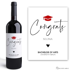 Personalisiertes Wein Flaschen Etikett Abschluss Congrats | Abitur Bachelor Master Absolvent Absolventin Doktor Ausbildung Prüfung Geschenk