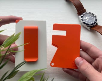 Minimalist 3D-Printed Wallet + MultiCard Multitool – Orange & White