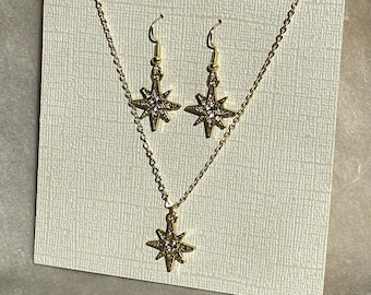 Vintage Starburst Necklace & Earring Set