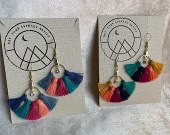 70's Inspired Multicolored Tassel Hoop Earrings – Retro Summer Vibes
