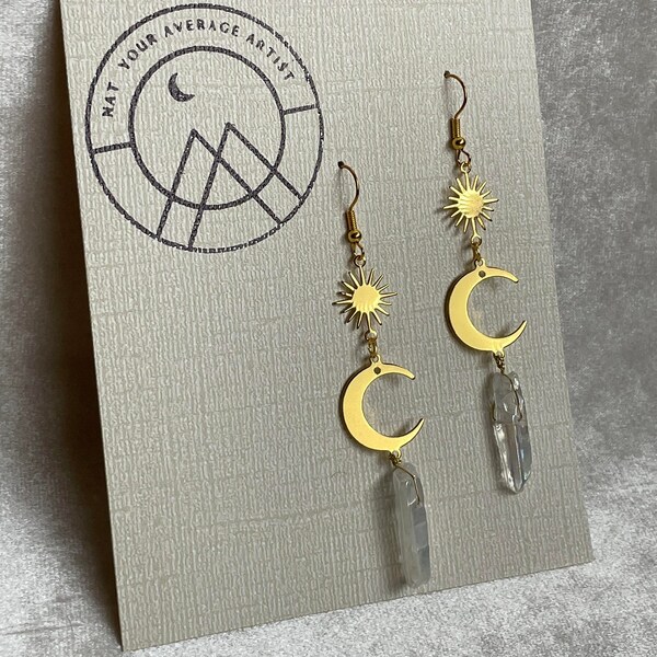 Sun and moon wire earrings clearance