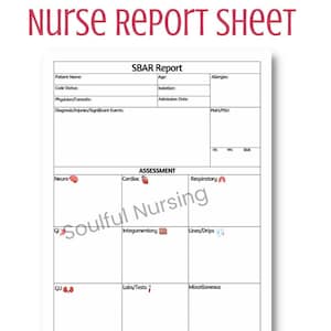 Nurse SBAR Report Sheet