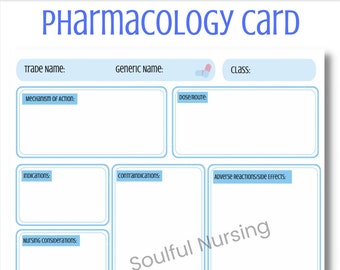 Pharmacology Medication Card - Blue
