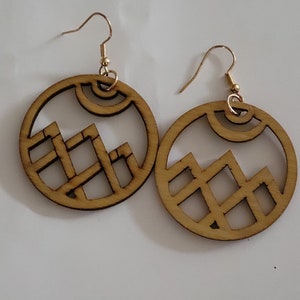 Wooden Cut-out earrings - Mountains