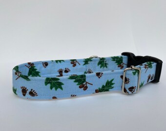 Bear Paw Print Dog Collar, Woodland Animal Dog Collar