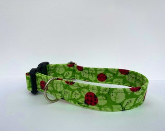 Green Ladybug Dog Collar: Springtime Pet Collar