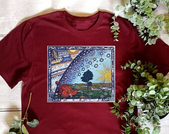 PIERCING THE VEIL - Astronomy Tee, Alchemy clothing, Cottage Core Shirt, piercing the veil t-shirt, Camille Flamarrion, flat earther
