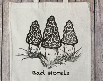 MOREL SHROOM TOTE - Mushroom Shopper Bag, Goblincore Bag, Cottage Core Bag, Magic Mushroom Tote, Shroom bag, Nature Love Bag, Canvas Shopper