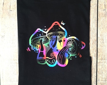 MAGIC MUSHROOM TEE - Funny Vegan tee, Unisex Cotton Shirt, Psychedelic Tee, Mushroom Lover Botanical Tee, Nature Lover Cottage Core T-Shirt