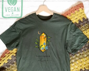 NOVEMBER BIRTHDAY SHIRT - November Birthday Gift, Crystal Birth Month Shirt, Citrine birthstone, Citrine Gift, Sagittarius Gift, Crystal Tee