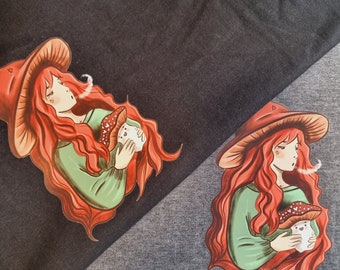 COTTON WITCH TEE - Unisex Witchy Shirt, Kawaii T-Shirt, Vegan Shirt, Goblincore Tee, Fauna Witch Shirt, Wiccan Tee,Unisex Animal Printed Tee