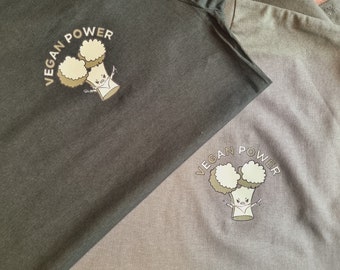 VEGAN POWER T-SHIRT - Vegan Power T-Shirt, Broccoli T-Shirt, Vegan Tee, Vegan Top, Go Vegan T-Shirt, Vegan gift, veggie t-shirt