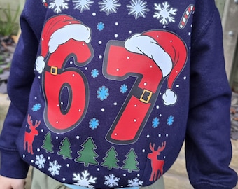 KIDS CHRISTMAS SWEATSHIRT - Six Seven Christmas Jumper, 67 Xmas, Christmas top, Xmas Sweatshirt, children's Christmas sweatshirt