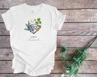 APRIL BIRTHDAY SHIRT - Diamond T-Shirt, Crystal T-Shirt, Diamond birthstone, Diamond Gift, Taurus Gift, Crystal Tee, Crystal Shirt