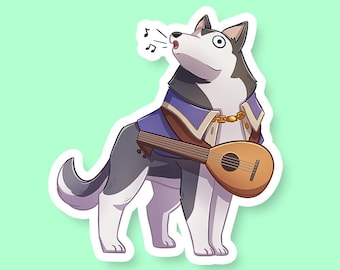 Bard Class Dog DnD Sticker - Dungeons and Dragons Sticker, Laptop Sticker, Water Bottle Sticker, Fantasy Sticker, D&D Sticker