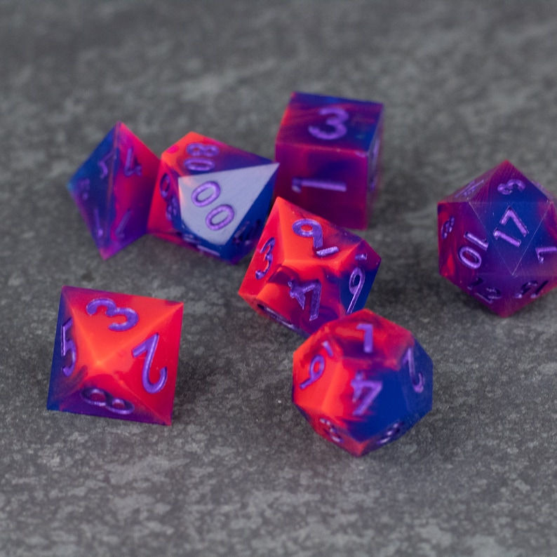 Outrun Dice Set Sharp Edge Resin Dice for D&D / Neon Dice Etsy