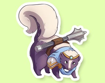 Cleric Class Skunk DnD Sticker - Dungeons and Dragons Sticker, Laptop Sticker, Water Bottle Sticker, Fantasy Sticker, D&D Sticker