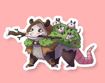 Druid Class Opossom DnD Sticker - Dungeons and Dragons Sticker, Laptop Sticker, Water Bottle Sticker, Fantasy Sticker, D&D Sticker