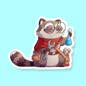 Artificer Class Raccoon DnD Sticker - Dungeons and Dragons Sticker, Laptop Sticker, Water Bottle Sticker, Fantasy Sticker, D&D Sticker