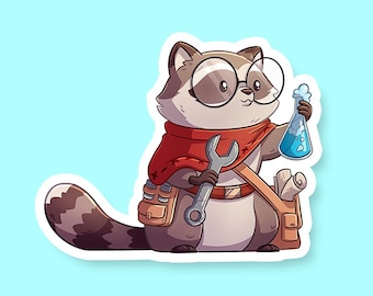Artificer Class Raccoon DnD Sticker - Dungeons and Dragons Sticker, Laptop Sticker, Water Bottle Sticker, Fantasy Sticker, D&D Sticker