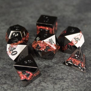 Red Rift Dice Set - Metal Dice for D&D