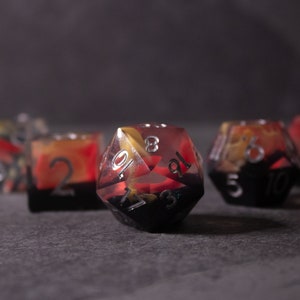 Widowgast's Flame Dice Set / Sharp Edge Resin Dice for D&D