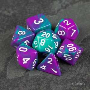 Purple and Turquoise Swirlstone DnD Dice Set / RPG Dice for Dungeons and Dragons, D&D, Pathfinder, TTRPGs