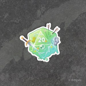Gelatinous D20 DnD Sticker - Dungeons and Dragon Sticker - Laptop, Hydro Flask, Water Bottle Sticker - Nerd sticker, DnD Sticker