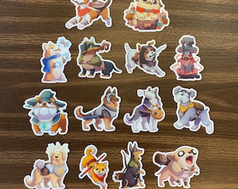 DnD Hunde Sticker Pack - 14 Hunde-Themen Dungeons and Dragons Aufkleber, DnD Aufkleber, D & D Aufkleber, RPG Aufkleber