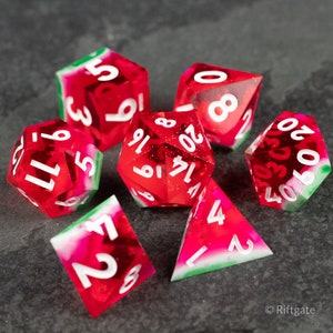 Watermelon DnD Dice Set / Cute Sharp Edge Dice for D&D / Dice for Dungeons and Dragons / TTRPG Dice
