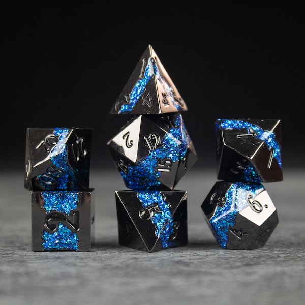 Jeu de dés Blue Rift - Dés en métal pour D&D