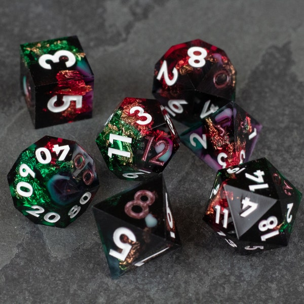 Chromatic Abberation Dice Set for DnD - Sharp Edge Dice for D&D, Dungeons and Dragons, Pathfinder
