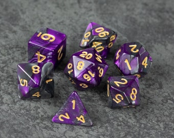 Purple and Black Acrylic Dice Set / Simple Dice for D&D