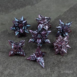 Violet Nova Blossom DnD Dice Set - Metal Dice for Dungeons and Dragoons, DnD, Pathfinder, TTRPGs