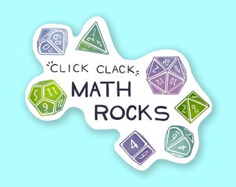 Math Rocks Dice DnD Sticker - DnD Sticker - Die Cut Weatherproof Vinyl Sticker - Laptop, Hydro Flask, Water Bottle Sticker