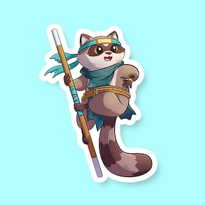 Monk Class Raccoon DnD Sticker - Dungeons and Dragons Sticker, Laptop Sticker, Water Bottle Sticker, Fantasy Sticker, D&D Sticker