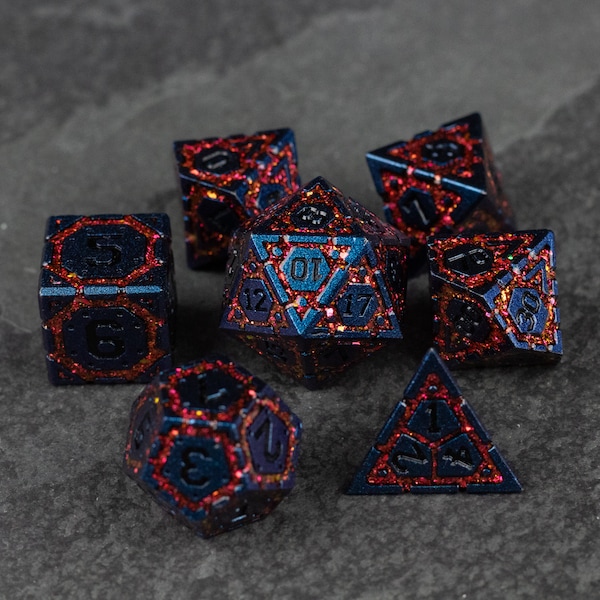 Red Superior Ward DnD Metal Dice Set - Metal Dice for D&D, Dungeons and Dragons, Pathfinder, TTRPGs