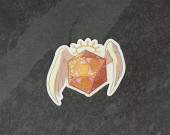Angel D20 DnD Sticker - Dungeons and Dragon Sticker - Laptop, Hydro Flask, Water Bottle Sticker - Nerd sticker, DnD Sticker