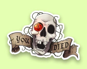 Death Save DnD Sticker - Dungeons and Dragons Sticker, Laptop Sticker, Water Bottle Sticker, Fantasy Sticker, D&D Sticker