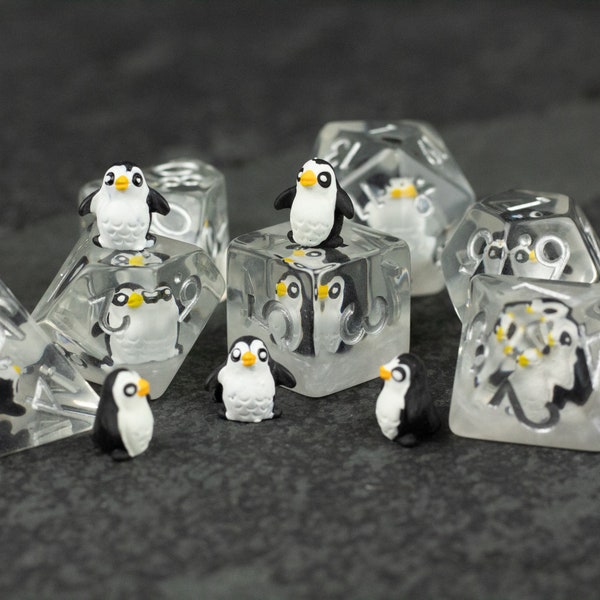 Penguin Dice Set - Animal Inclusion Dice for D&D - Dice for Dungeons and Dragons, Pathfinder, TTRPGs