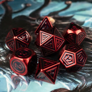 Crimson Ritual - Metal Dice Set // Role Playing Dice // Dungeons and Dragons Dice // D&D Dice