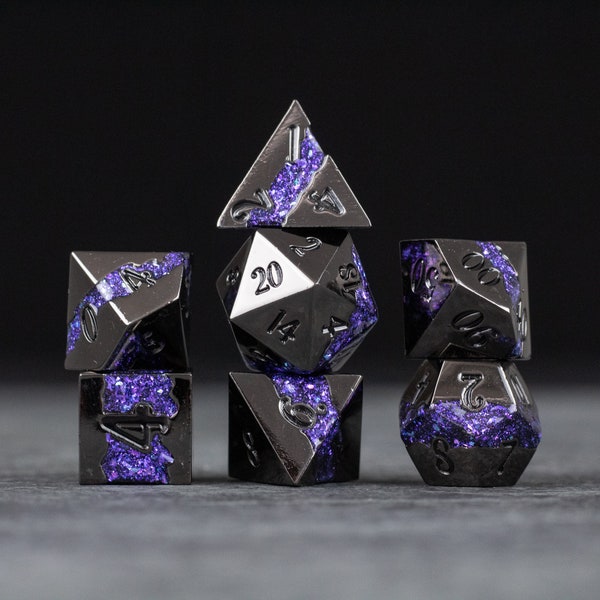 Set di dadi Rift viola - Dadi di metallo per D&D