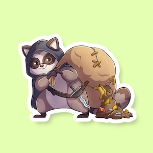 Rogue Class Raccoon DnD Sticker - Dungeons and Dragons Sticker, Laptop Sticker, Water Bottle Sticker, Fantasy Sticker, D&D Sticker