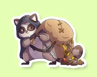 Rogue Class Raccoon DnD Sticker - Dungeons and Dragons Sticker, Laptop Sticker, Water Bottle Sticker, Fantasy Sticker, D&D Sticker