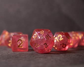 Pink Iridescent Dice Set // Role Playing Dice // Dungeons and Dragons Dice // D&D Dice