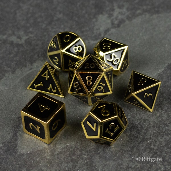 Aurum Eclipse Metal DnD Dice Set / RPG Dice /  Metal Dice for D&D, Dungeons and Dragons, Pathfinder, TTRPGs