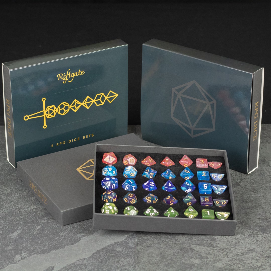 D&D Dice Gift Box Set / 5 Sets of Random Acrylic RPG Dice Etsy