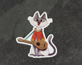 Bard Cat DnD Sticker (no text) - Dungeons and Dragon Sticker - Laptop, Hydro Flask, Water Bottle Sticker - Nerd sticker, DnD Sticker