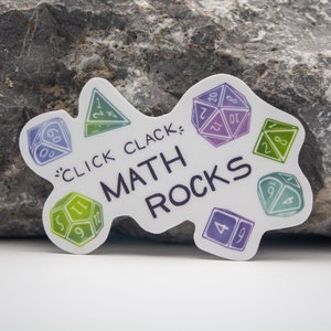 Math Rocks Dice DnD Sticker - DnD Sticker - Die Cut Weatherproof Vinyl Sticker - Laptop, Hydro Flask, Water Bottle Sticker