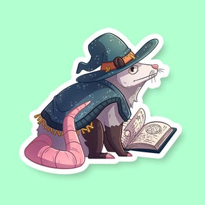 Wizard Class Opossom DnD Sticker - Dungeons and Dragons Sticker, Laptop Sticker, Water Bottle Sticker, Fantasy Sticker, D&D Sticker